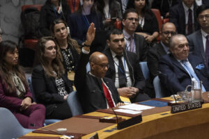 ASSOCIATED PRESS
                                U.S. Deputy Ambassador Robert Wood votes against resolution during a Security Council meeting at United Nations headquarters.